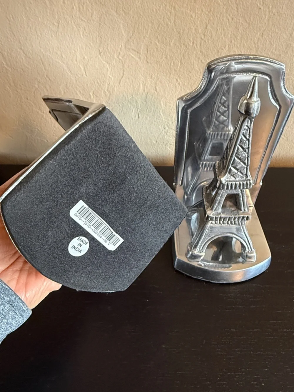 Vintage Style Silver Eiffel Tower Metal Bookends Set Heavy Weighted Paris Decor